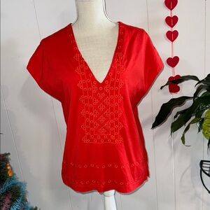 Orange Embroidered Women's Top
